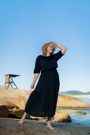 Foto do produto PLUS - Vestido SAIA AMORA - VISCOLINHO FORRADO